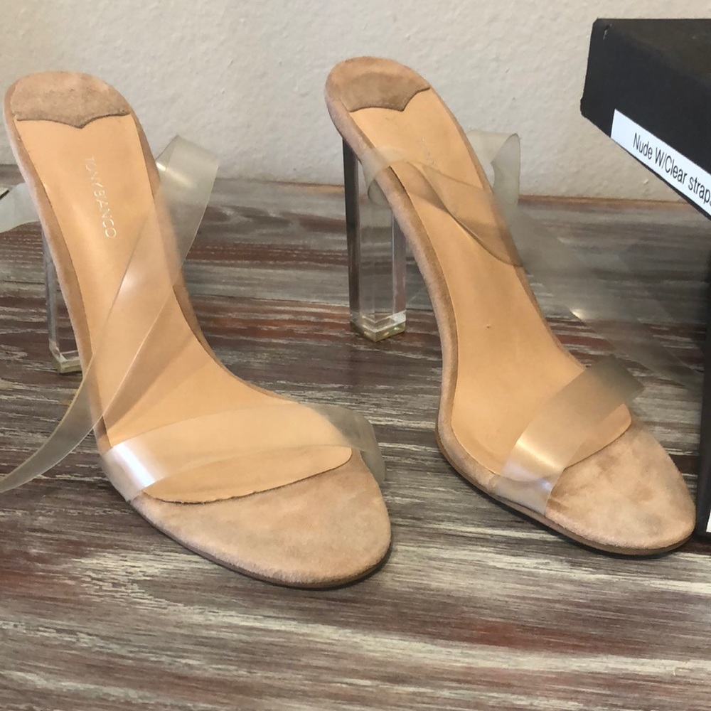 Tony Bianco women’s Kiki high heel clear vynalite nude sandal